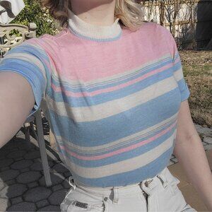 ❝ vintage 70s knit top in trans pride flag colors 🏳️‍⚧️. ❞